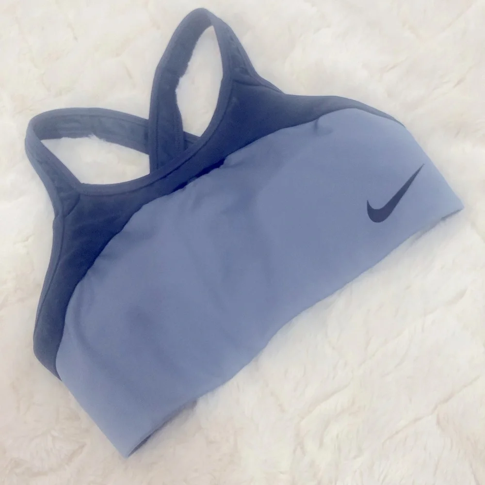 Nike XSmall breathable padded blue front keyhole crisscross sports bra - Picture 1 of 6
